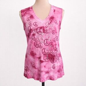 OneWorld Live & Let Live Tie Dye Peace Tank Top – XL